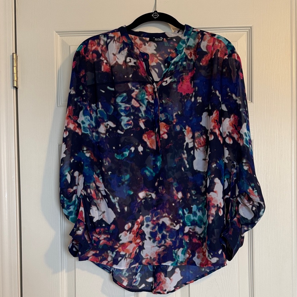a.n.a Multicolor Sheer Blouse